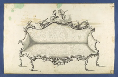 Sofa, in Chippendale Drawings, Vol. I by Thomas Chippendale, drawing, 1760