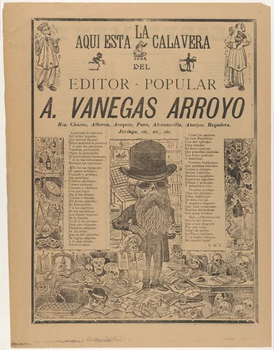The skeleton of the people’s editor (Antonio Vanegas Arroyo) by José Guadalupe Posada, print, 1902