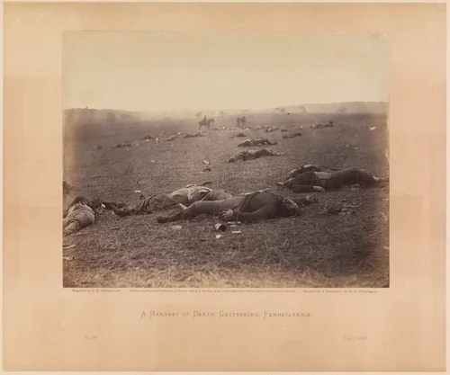 A Harvest of Death, Gettysburg, Pennsylvania by Timothy O'Sullivan, photograph, 1863