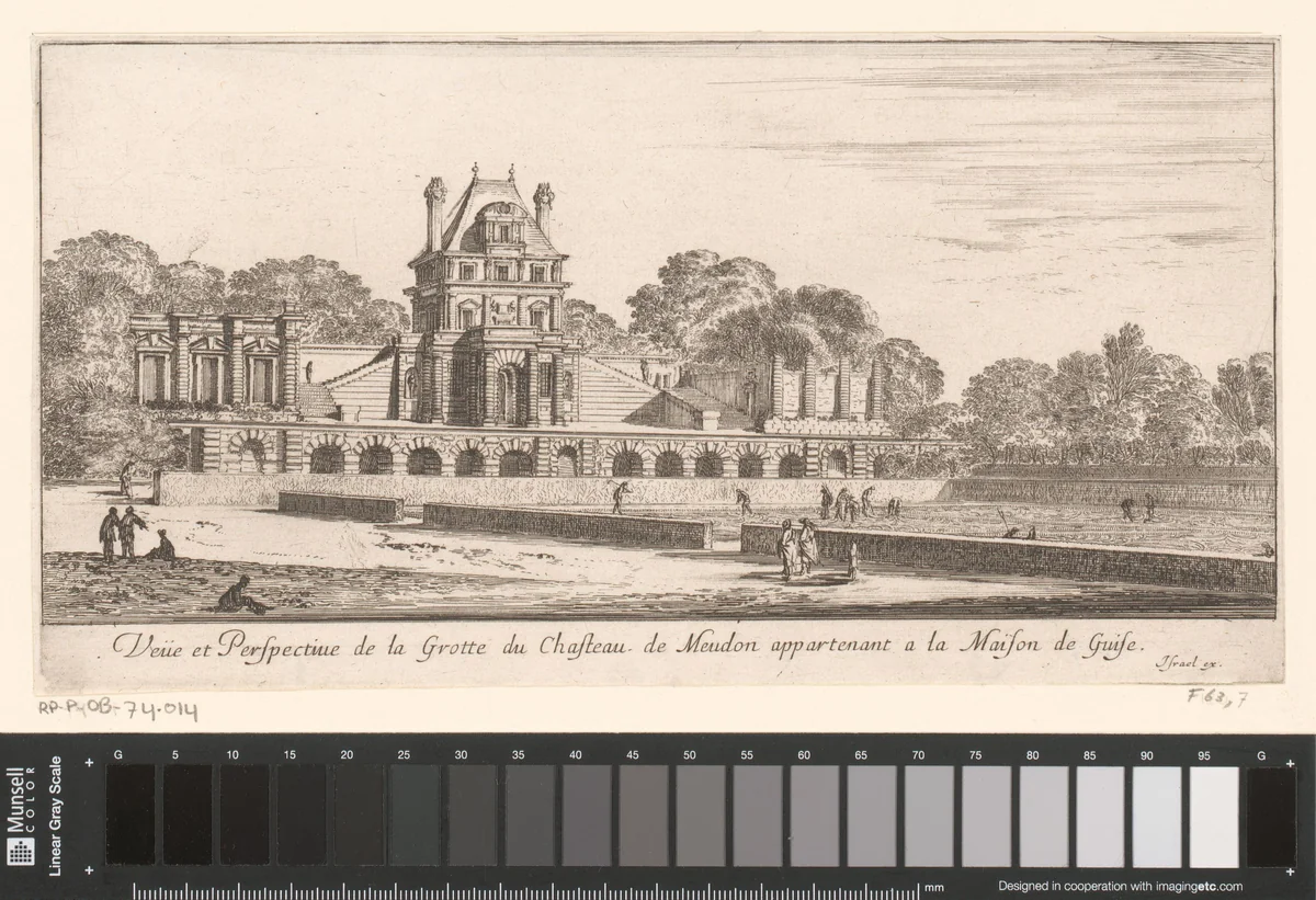 Gezicht op de grot bij het kasteel van Meudon by Israël Silvestre, print, 1654