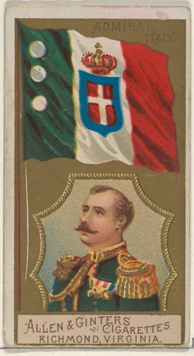 Admiral, Italy, from the Naval Flags series (N17) for Allen & Ginter Cigarettes Brands by Allen & Ginter, print, 1886-1891
