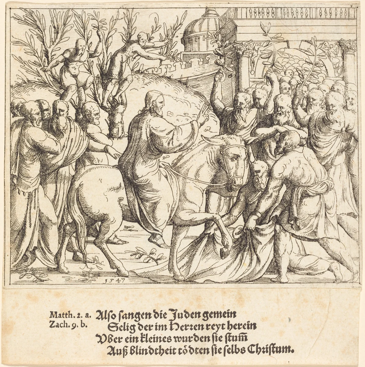The Entry into Jerusalem by Augustin Hirschvogel, print, 1547
