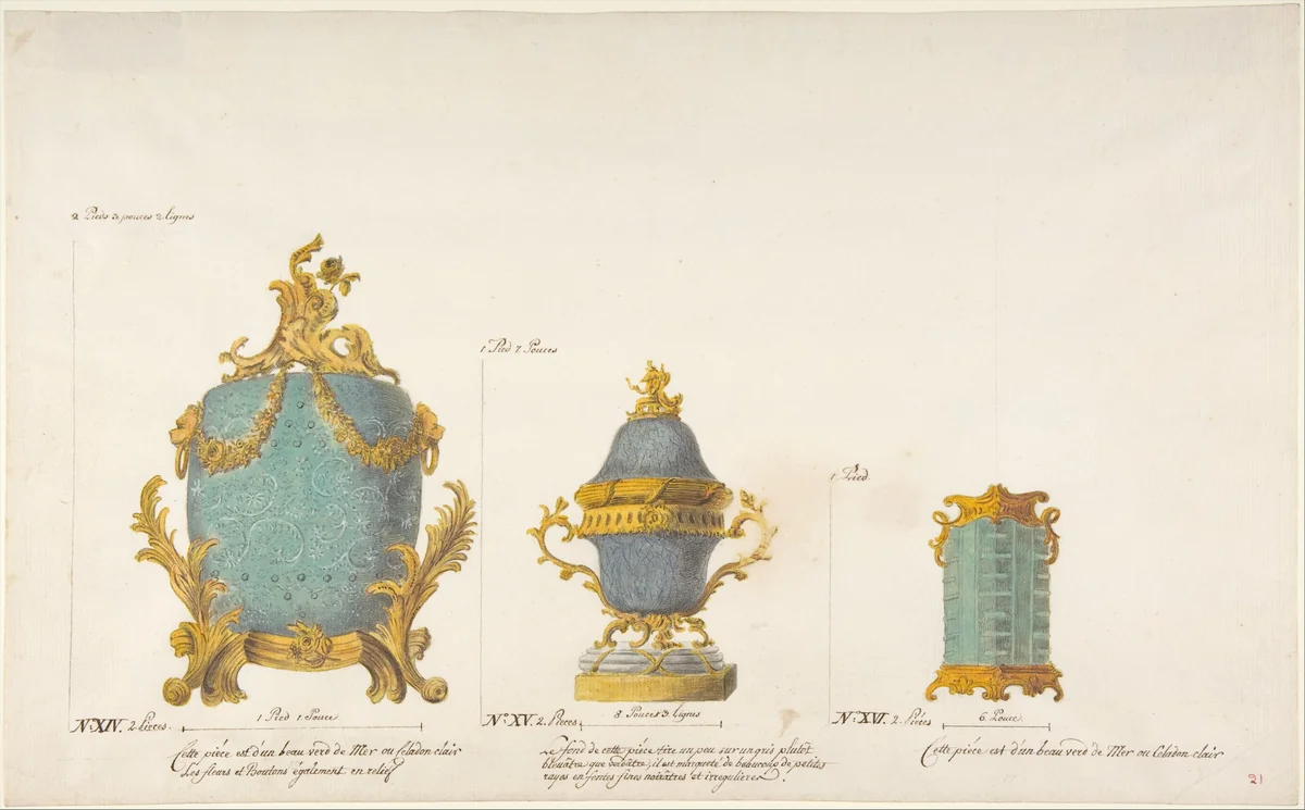 Design for Three Vases by anonymous, drawing, 1765-1790
