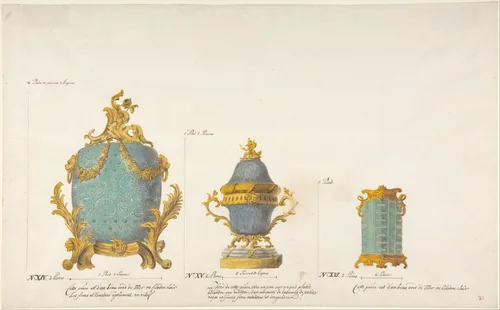 Design for Three Vases by anonymous, drawing, 1765-1790