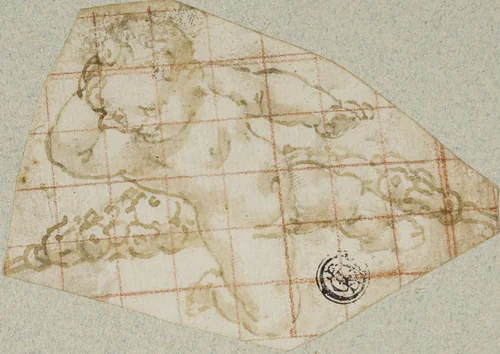 Putto with Garland by Andrea Lilio, drawing, 1575-1642