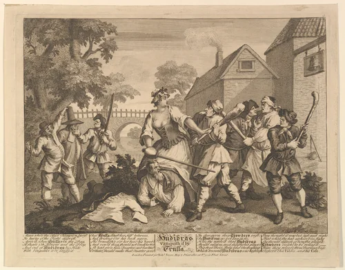 Hudibras Vanquished by Trulla (Twelve Large Illustrations for Samuel Butler's Hudibras, Plate 5) by William Hogarth, print, 1725-1768