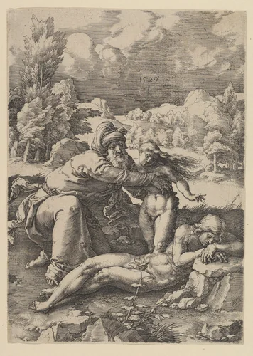Creation of Eve by Lucas van Leyden, print, 1529
