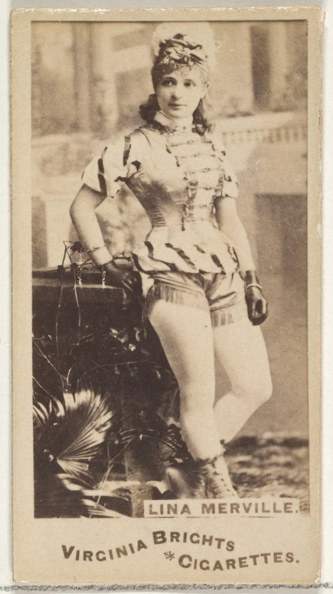 Lina Merville, from the Actors and Actresses series (N45, Type 1) for Virginia Brights Cigarettes by Allen & Ginter, photograph, 1885-1891