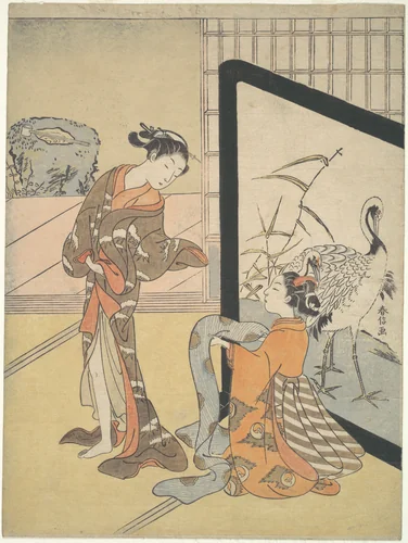 Courtesan and Shinzō by Suzuki Harunobu (鈴木春信), print, 1725-1770