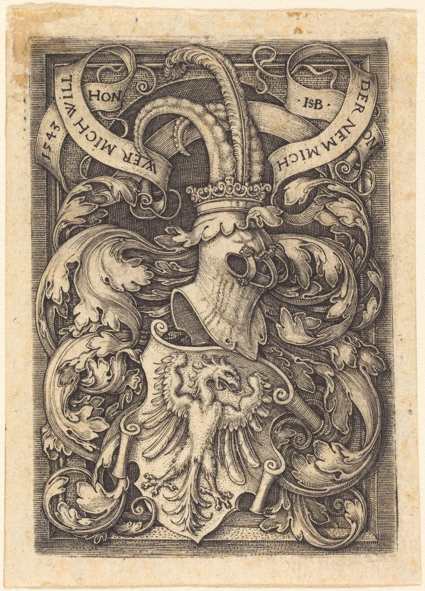 Coat of Arms with an Eagle by Sebald Beham, print, 1543