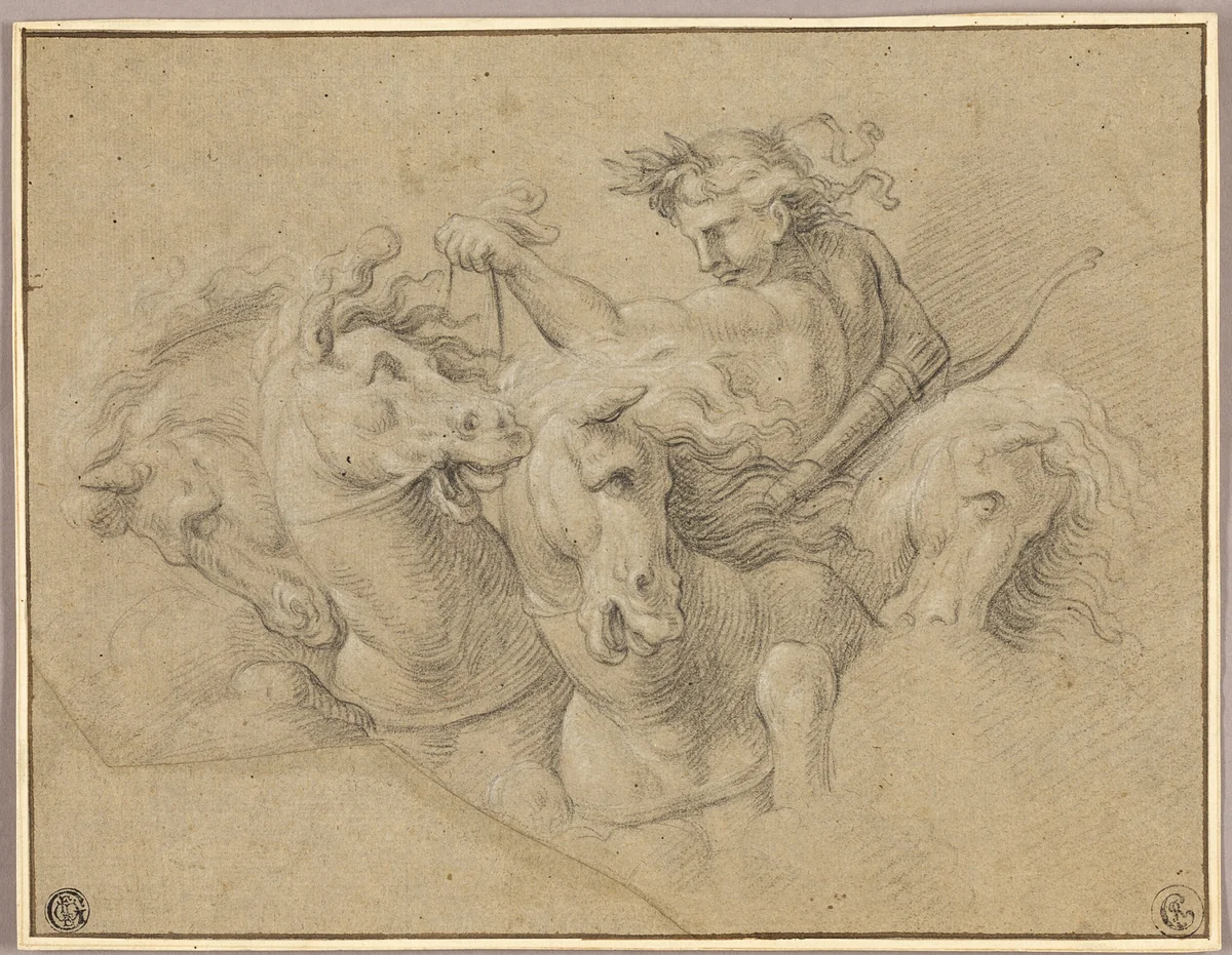 Apollo and His Horses by François Verdier, drawing, 1671-1730