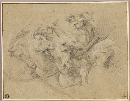 Apollo and His Horses by François Verdier, drawing, 1671-1730