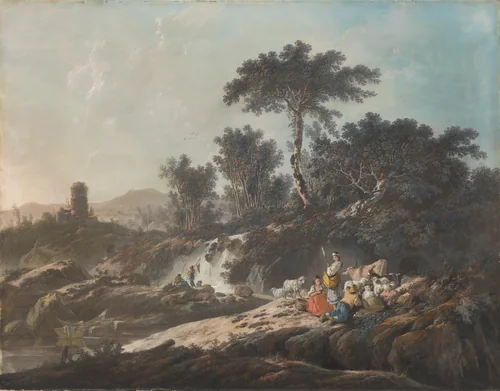 Shepherds Resting by a Stream by Jean Baptiste Pillement, drawing, 1779