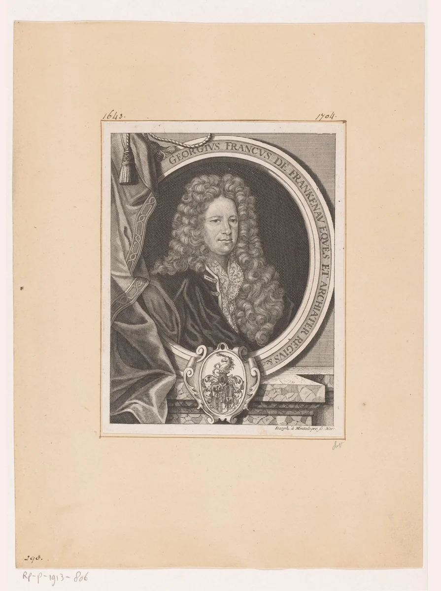 Portret van Georg Franck von Franckenau (I) by Joseph de Montalegre, print, 1700-1799