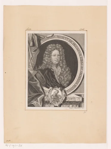 Portret van Georg Franck von Franckenau (I) by Joseph de Montalegre, print, 1700-1799