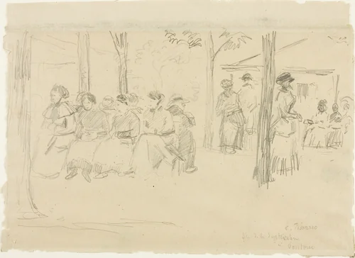 Fête at Pontoise by Camille Pissarro, drawing, 1867-1877