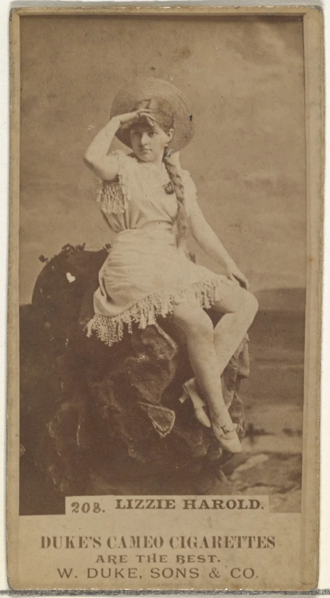 Card Number 208, Lizzie Harold, from the Actors and Actresses series (N145-5) issued by Duke Sons & Co. to promote Cameo Cigarettes by W. Duke, Sons & Co., photograph, 1880-1889