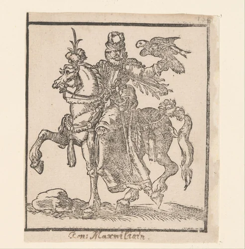 Ruiter met een valk by anonymous, print, 1580