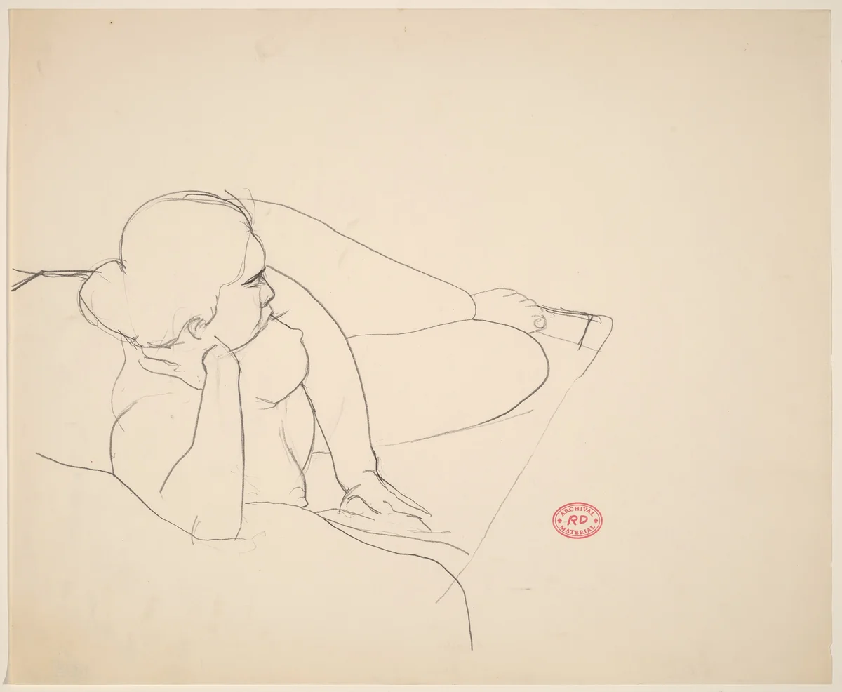 Untitled [reclining female nude in perspective view] by Richard Diebenkorn, drawing, 1955-1967