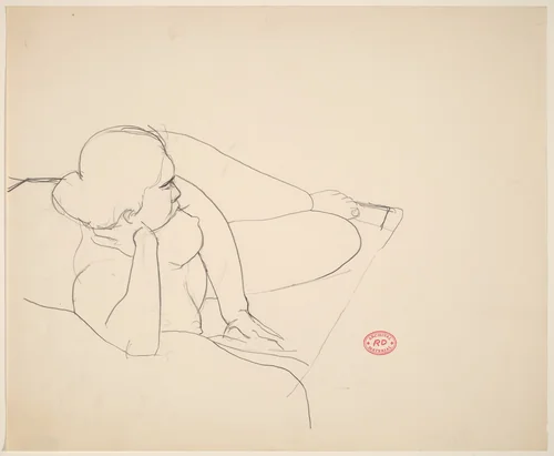Untitled [reclining female nude in perspective view] by Richard Diebenkorn, drawing, 1955-1967