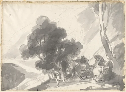 Troilus and Cressida, Act IV, Scene V: The Fight Between Hector and Ajax II by George Romney, drawing, 1780-1795