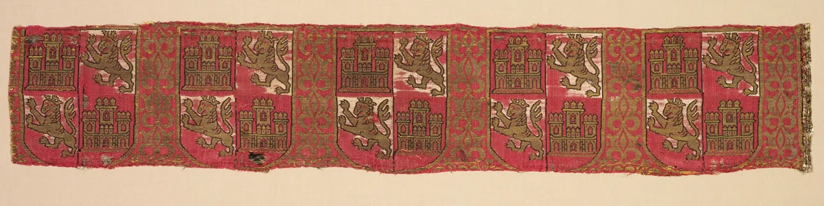 Lampas with heraldry of Castile and León, from a royal Christian robe by Unknown, textile, 1200-1325