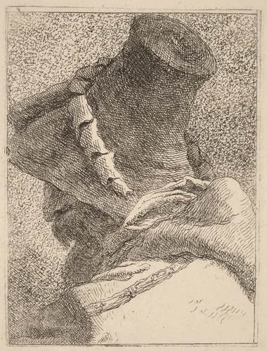 Profile of an Old Man with a Hat by Giovanni Domenico Tiepolo, print, 1760-1780