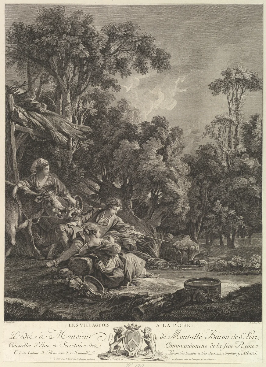 Les Villagois à la Pêche (The Villages Fishing) by René Gaillard, print, 1734-1790