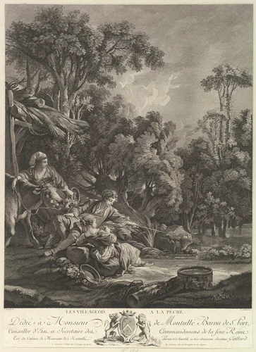 Les Villagois à la Pêche (The Villages Fishing) by René Gaillard, print, 1734-1790