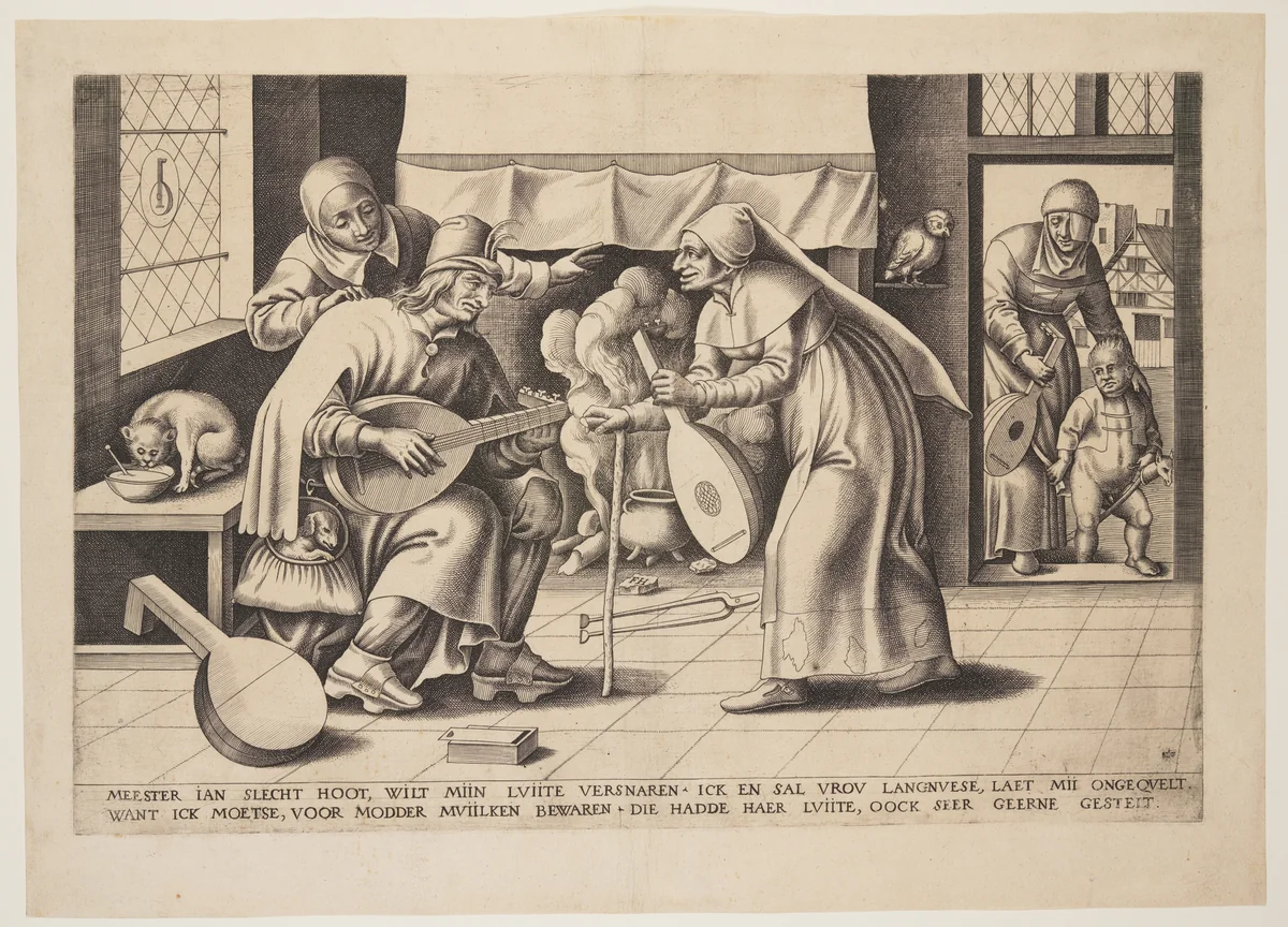 Master John Blockhead (the Lute Maker) by Frans Huys, print, 1540-1650