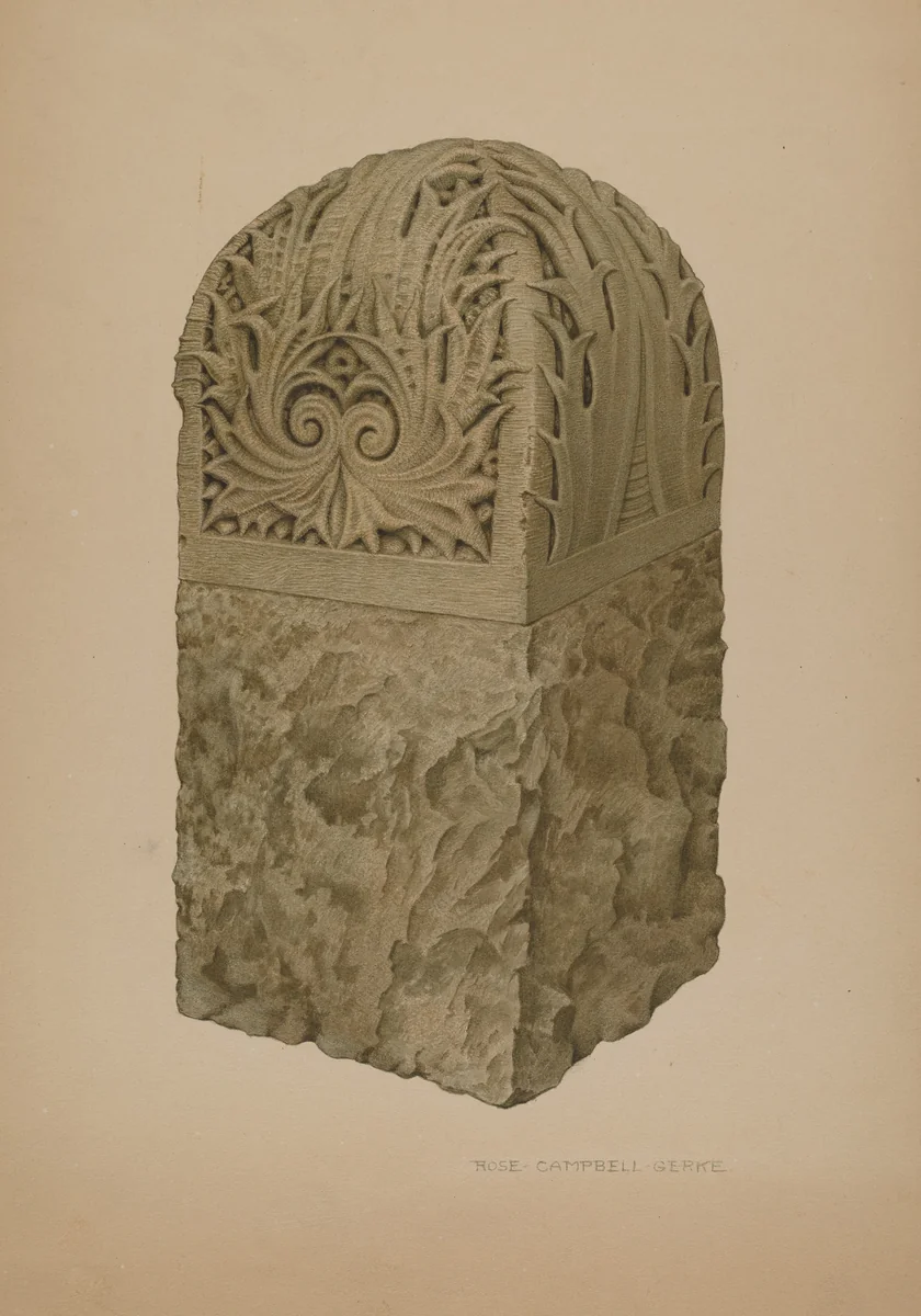 Stone Gate Post by Rose Campbell-Gerke, index of american design, 1939