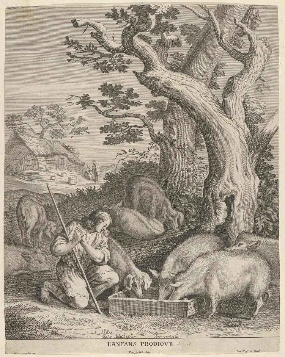The Prodigal Son by Pieter de Jode II, print, 1600-1699
