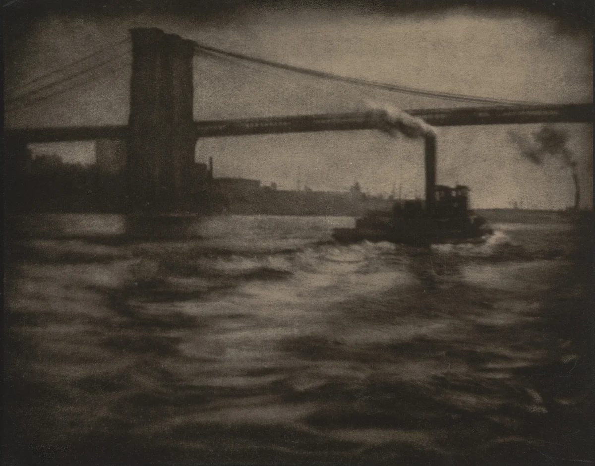 The Brooklyn Bridge Tugboat by Paul Anderson, photograph, 1911
