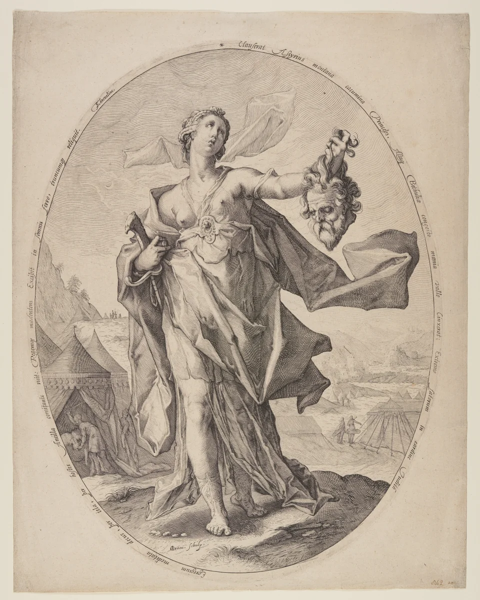Judith with the Head of Holofernes by Nicolaas Braeu, print, 1600