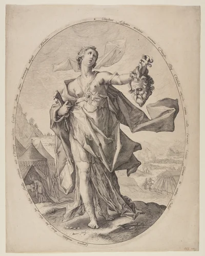 Judith with the Head of Holofernes by Nicolaas Braeu, print, 1600