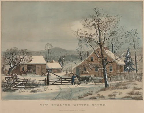 New England Winter Scene by James Merritt Ives, print, 1861