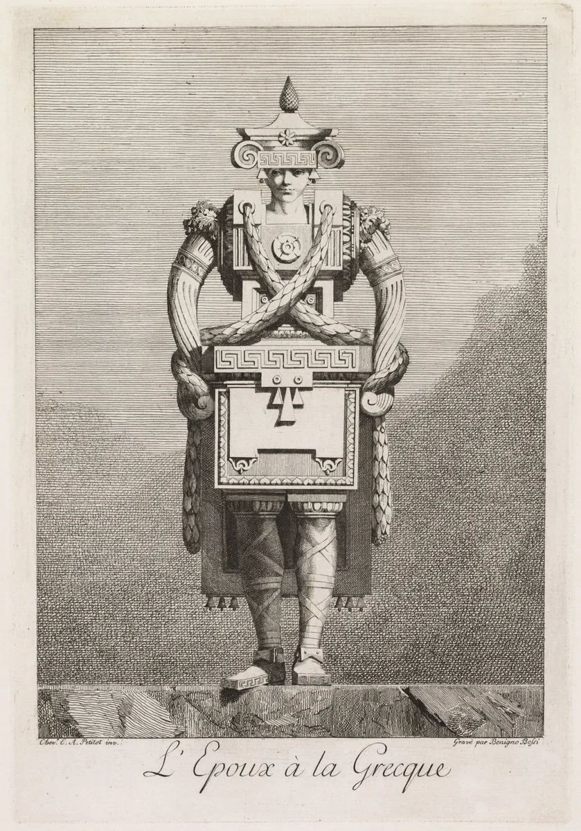 Groom in the Greek Style, Plate 7 by Benigno Bossi, print, 1771