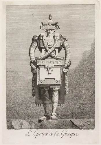 Groom in the Greek Style, Plate 7 by Benigno Bossi, print, 1771