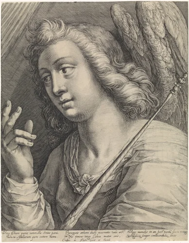 Annunciatie (engel Gabriël) by Unknown, print, 1574-1637