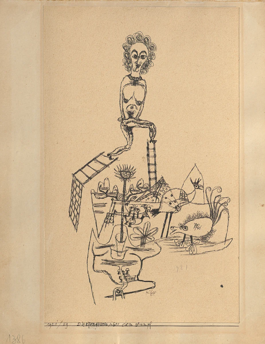 Die Equilibristin über dem Sumpf,1921 by Paul Klee, drawing