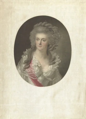 Portret van Wilhelmina van Pruisen, prinses van Oranje-Nassau by Charles Melchior Descourtis, print, 1791