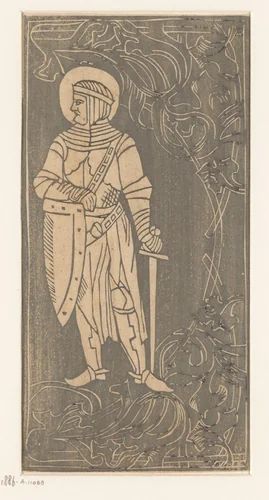 Heilige in krijgsmansgewaad by anonymous, print, 1800-1886