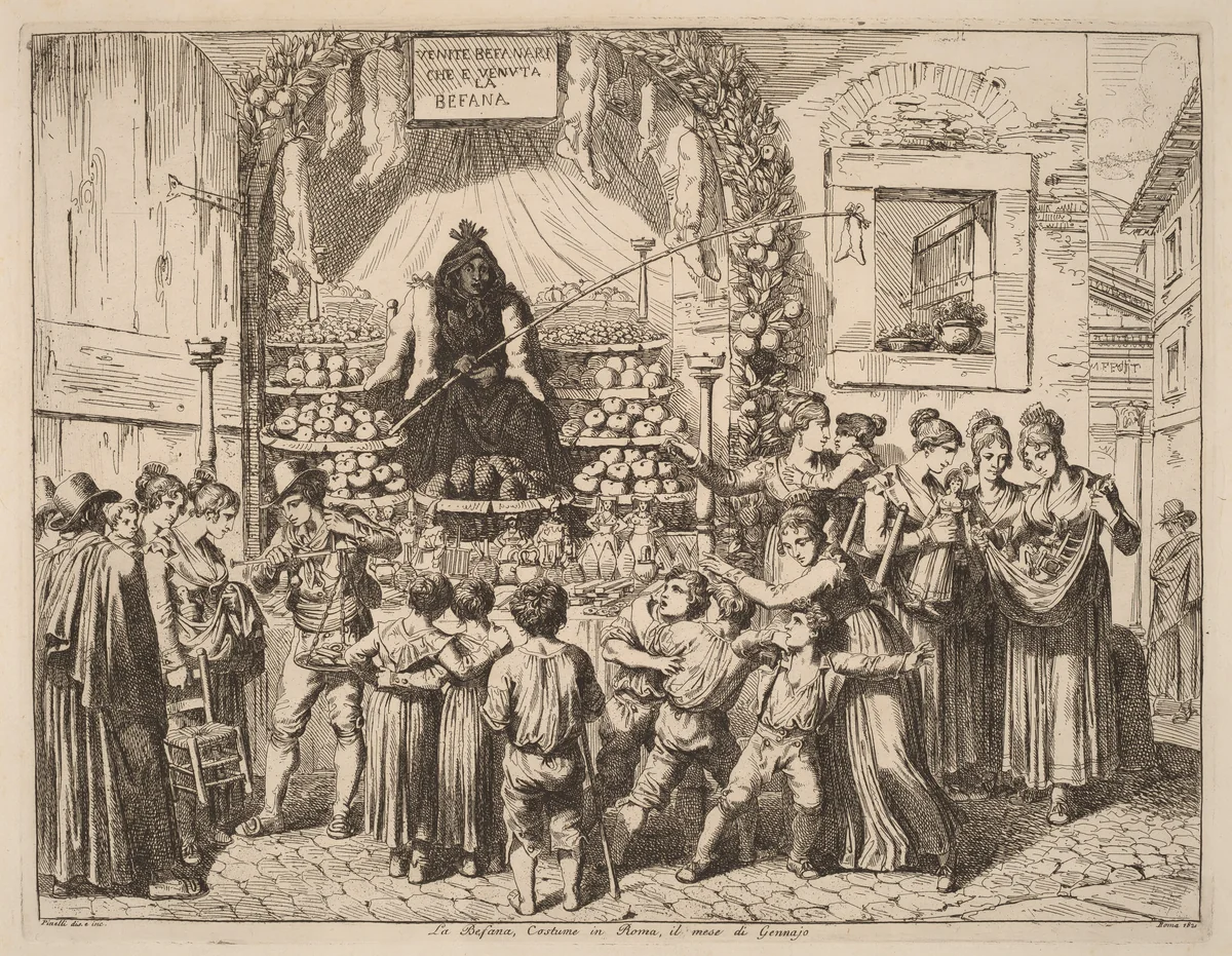 La Befana by Bartolomeo Pinelli, print, 1821