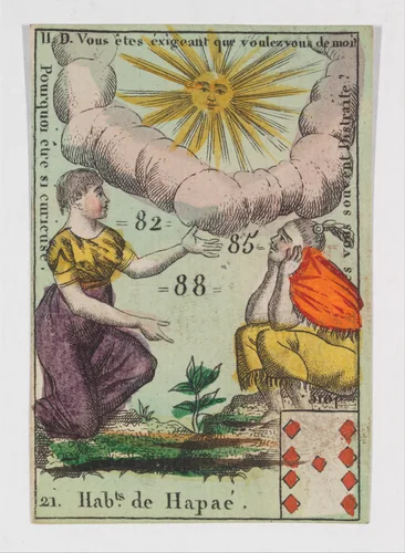 Hab.t de Hapae, from the playing cards (for quartets) "Costumes des Peuples Étrangers" by anonymous, print, 1700-1799