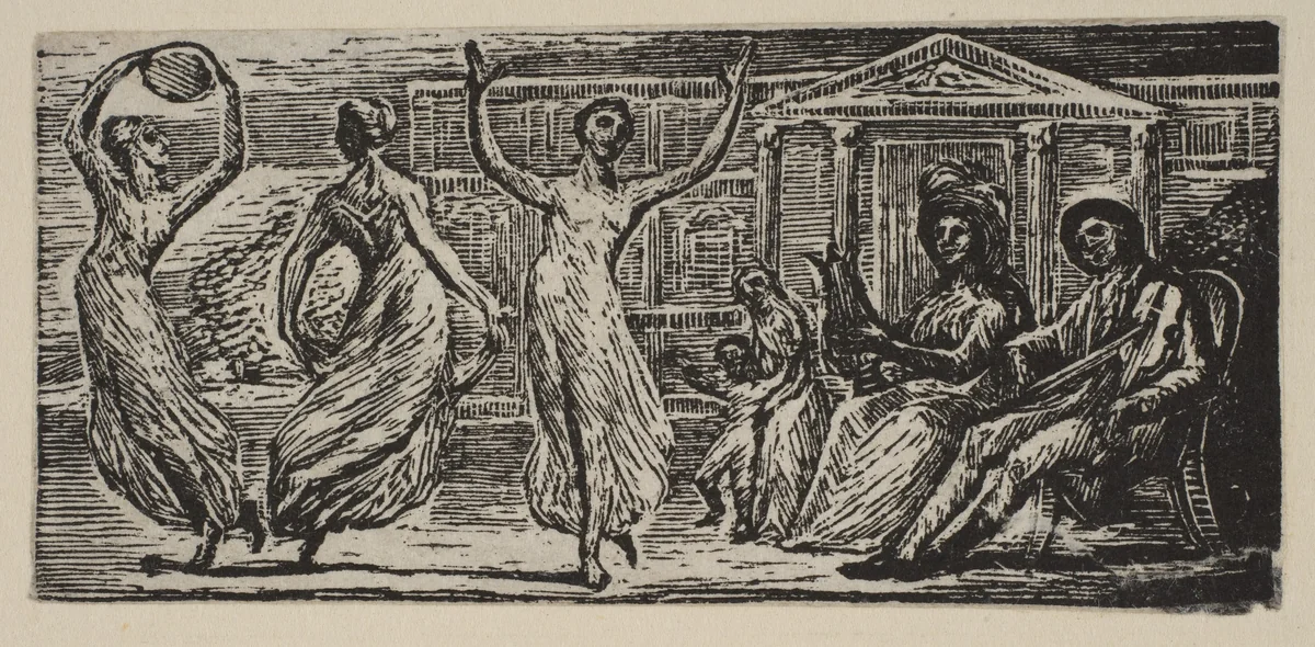 Menalcus Watching Women Dance, from Thornton's "Pastorals of Virgil" by William Blake, print, 1821