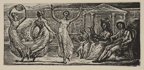 Menalcus Watching Women Dance, from Thornton's "Pastorals of Virgil" by William Blake, print, 1821