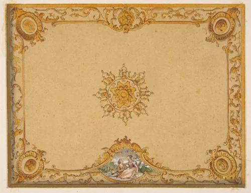 Design for a ceiling with painted decoration by Jules-Edmond-Charles Lachaise, drawing, 1830-1897