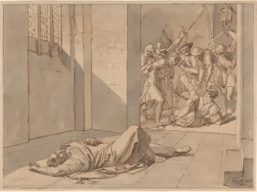 The Assassination of King Wenzel III by Josef von Führich, drawing, 1800-1876
