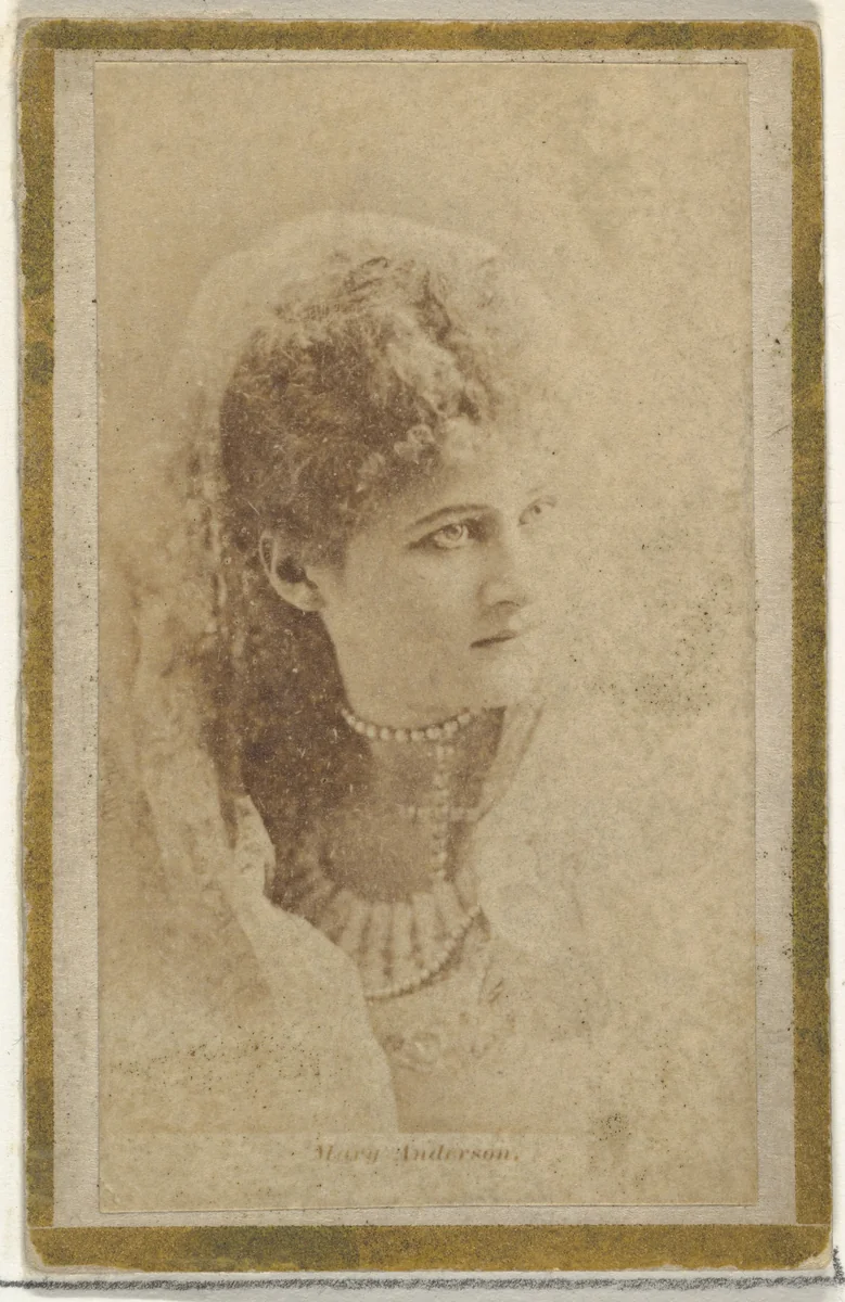 Mary Anderson, from the Actresses and Celebrities series (N60, Type 2) promoting Little Beauties Cigarettes for Allen & Ginter brand tobacco products by Allen & Ginter, photograph, 1887