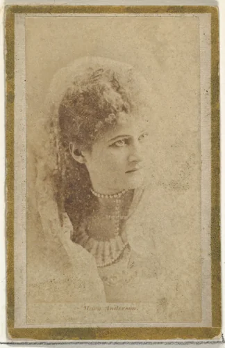 Mary Anderson, from the Actresses and Celebrities series (N60, Type 2) promoting Little Beauties Cigarettes for Allen & Ginter brand tobacco products by Allen & Ginter, photograph, 1887